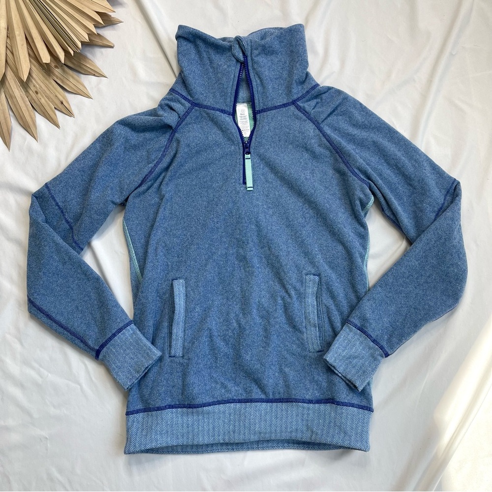 Ivivva by Lululemon Shiver Stopper Fleece Pigment Blue Herringbone Zip Pullover